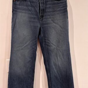Re/Done Men's Straight Jeans in Faded Indigo Blue